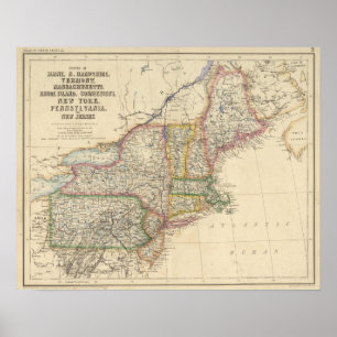 Stater i Maine, New Hampshire, Vermont Poster