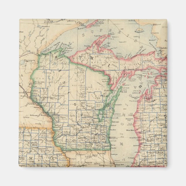 Stater i Michigan, Wisconsin och Iowa Magnet (Framsidan)