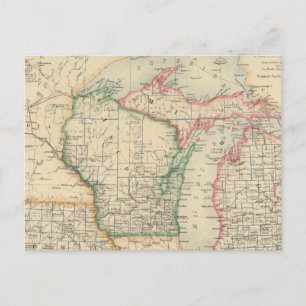 Stater i Michigan, Wisconsin och Iowa Vykort