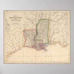 Stater i Mississippi och Louisiana Poster