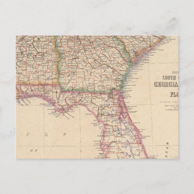 Stater i South Carolina, Georgia och Alabama Vykort (Framsida)