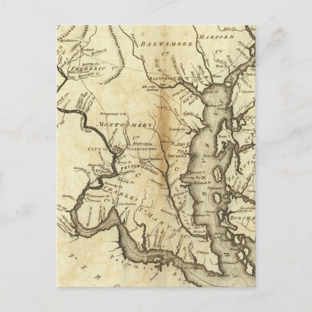 Stater Maryland och Delaware Vykort (Framsida)