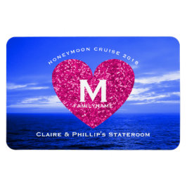 Stateroom Door Marker Honeymoon Cruise Rosa Heart Magnet