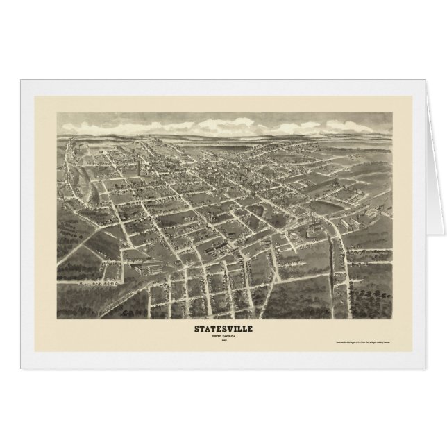 Statesville panorama- karta för NC - 1907 Hälsningskort (Framsidan Horizontal)