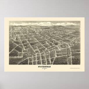 Statesville panorama- karta för NC - 1907 Poster