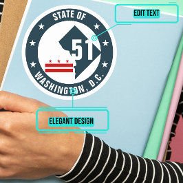 Statewayknapp för Logotyp för Washington DC Runt Klistermärke