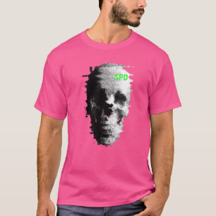 Static Glitch Ghost Skull TV T Shirt