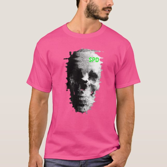 Static Glitch Ghost Skull TV T Shirt (Framsida)