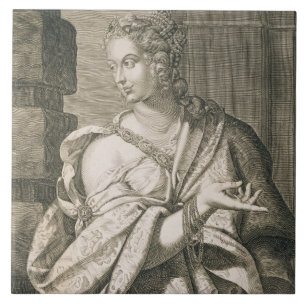 Statilia Messalina tredje fru av Nero (gravyr) Kakelplatta
