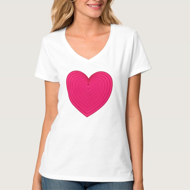 Statin Gradient Heart i Fuchsia Rosa/ Magenta T Shirt (Framsida)