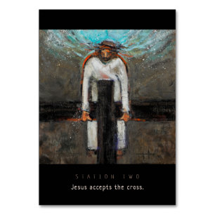 Station 2, Jesus accepterar Kor Prayer Card Bordsnummer