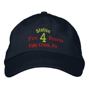 Station 4-Firefighter Hat-Embroized Broderad Keps