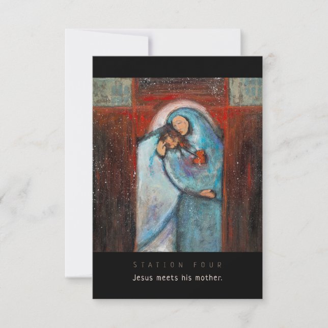 Station 4, Jesus möter mor Prayer Card (Framsida)