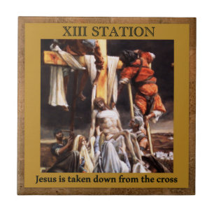 Station av Kor #13 av 15 Jesus neddragen Kakelplatta
