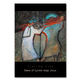 Station Fem, Simon of Cyrene hjälper, Prayer Card Bordsnummer