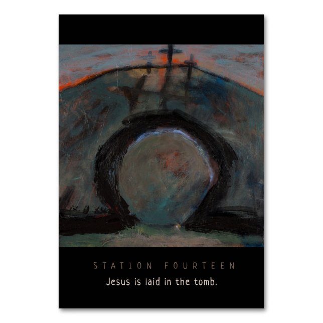 Station fjorton, Jesus i grav, Prayerkort Bordsnummer (Framsidan)