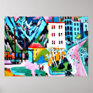 Station i Davos, Ernest Ludwig Kirchner-målning Poster