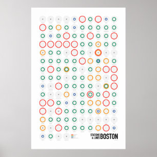 Station & Linjer: Boston (Light) Poster