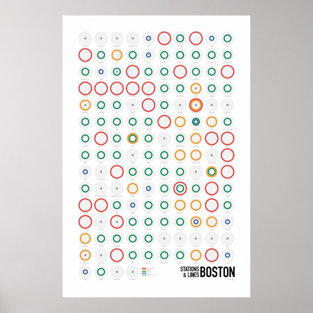 Station & Linjer: Boston (Light) Poster (Framsidan)