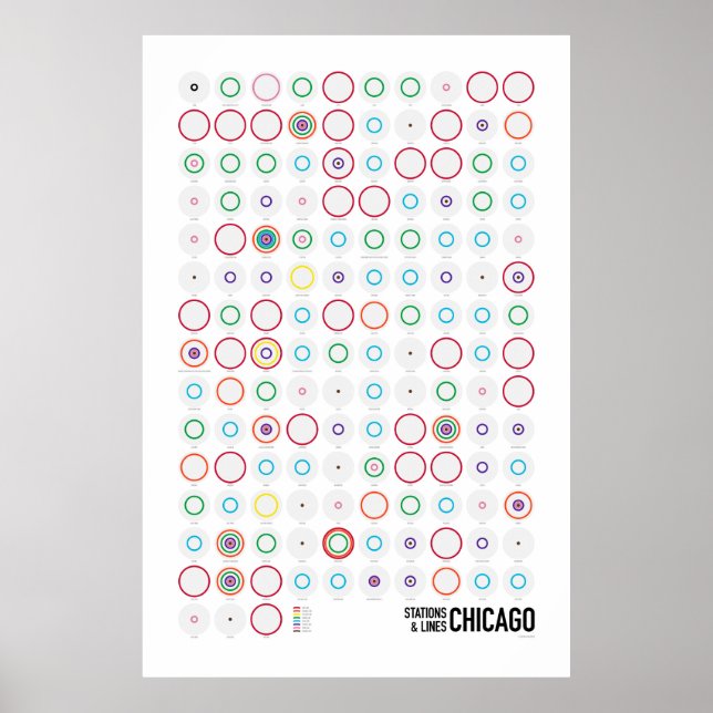 Station & Linjer: Chicago (Light) Poster (Framsidan)