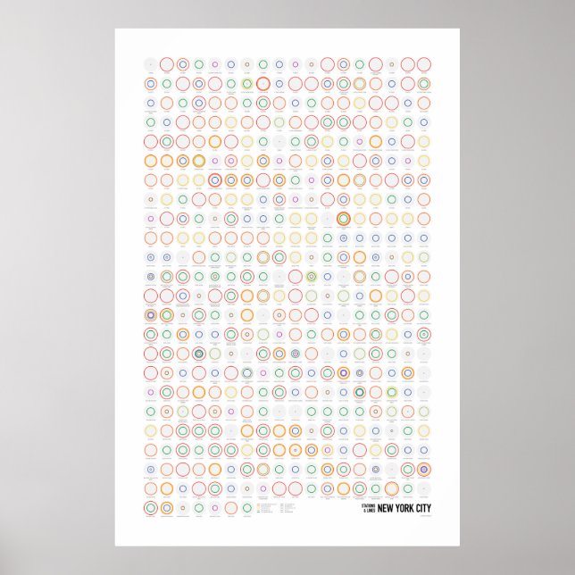 Station & Linjer: New York City (Light) Poster (Framsidan)