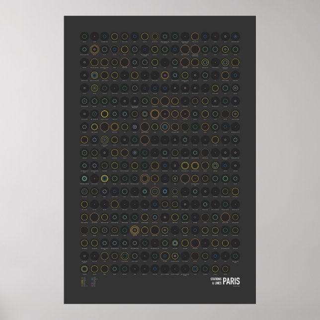 Station & Linjer: Paris (Mörk) Poster (Framsidan)
