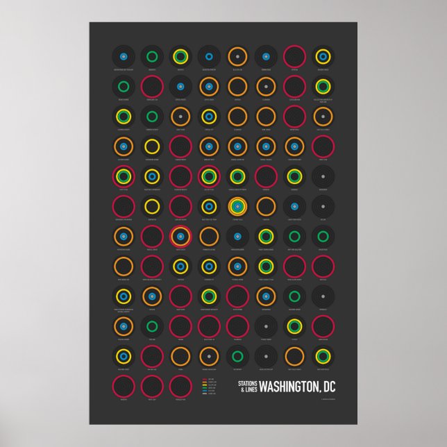 Station & Linjer: Washington, DC (Mörk) Poster (Framsidan)