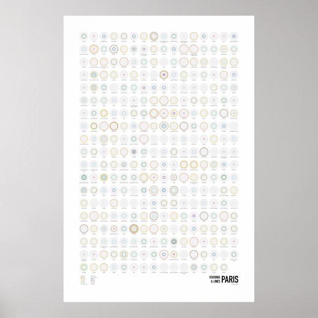 Station och Linjer: Paris (ljusa) Poster (Framsidan)