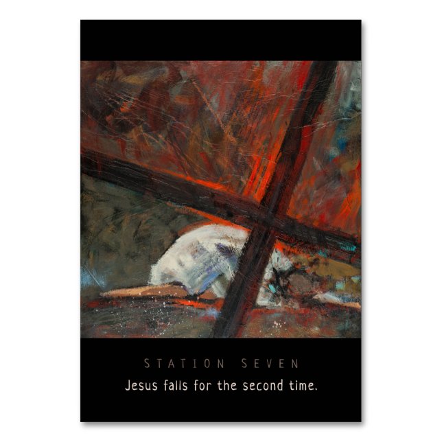 Station Seven, Jesus faller nummer 2, Prayer Card Bordsnummer (Framsidan)