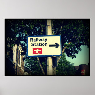 Station-tecken Poster