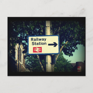 Station-tecken Vykort