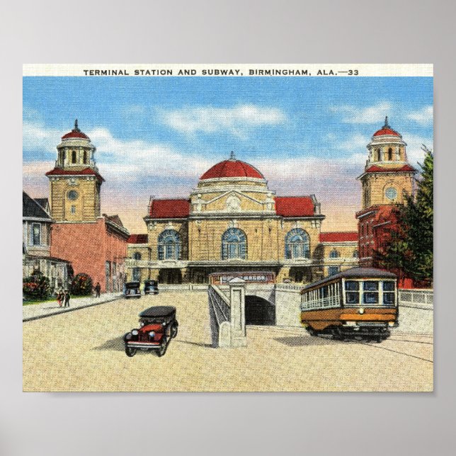 Station & Tunnelbanan, Birmingham, Alabama Vintage Poster (Framsidan)