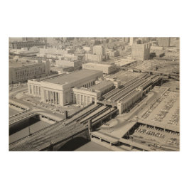 Station Woodsnap för gata för Pennsylvania järnväg Trätavla