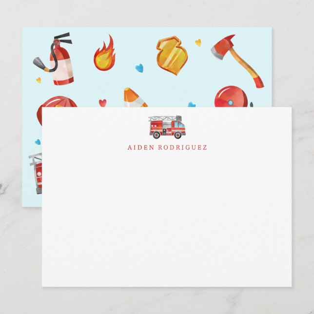 Stationär brandsläckare Lastbil - Tackkort av bran Anteckningskort (Fram/baksida)