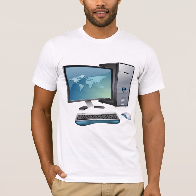 Stationär dator med bildskärm, Tangentbord och mus T Shirt (Framsida)
