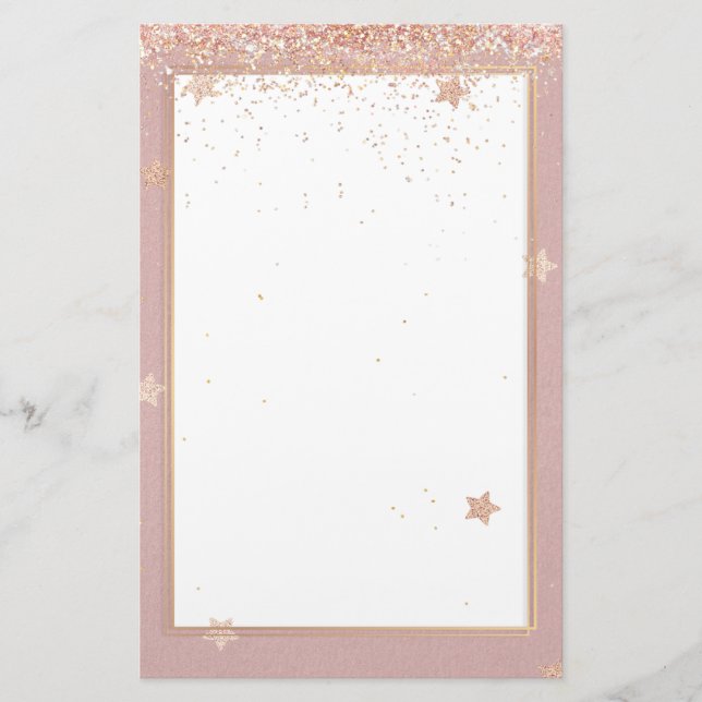 Stationär elegant glitter rosa guld 5,5 x 8,5 tum (Framsida)