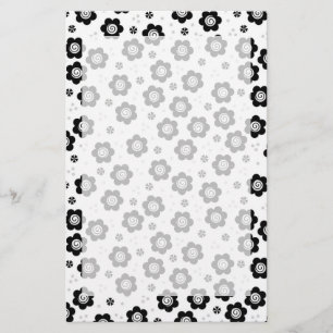 Stationär, färglös, svart, vit blomma brevpapper