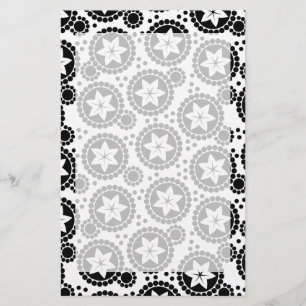 Stationär, färglös, svart, vit blomma brevpapper