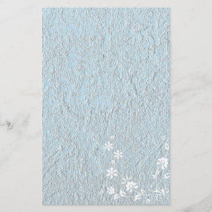 Stationär gammal Papper blå vit Blommigt