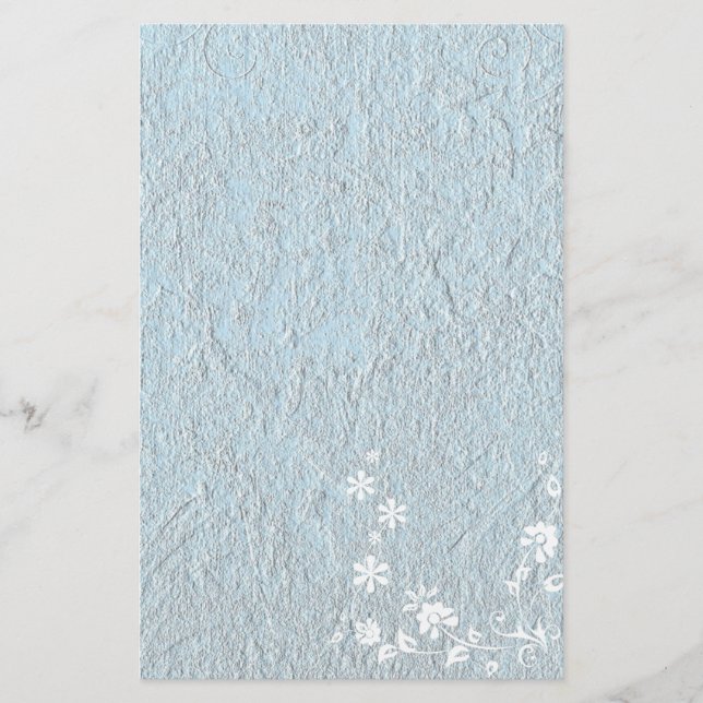 Stationär gammal Papper blå vit Blommigt (Framsida)