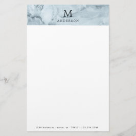 Stationär masculine blue marble monogram