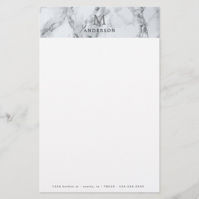 Stationär maskuline silver marble monogram (Framsida)