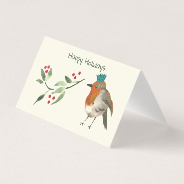 Stationär över vinterfåglar - Robin Redbröst - hel Kort (Framsida)