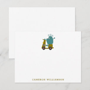 Stationär Personlig för cute Alien Tävla Scooter Tack Kort