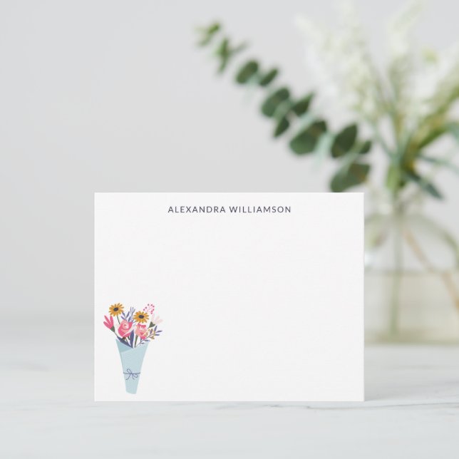 Stationär Personlig för Cute Flower Bouquet Anteckningskort (Stående Fram)