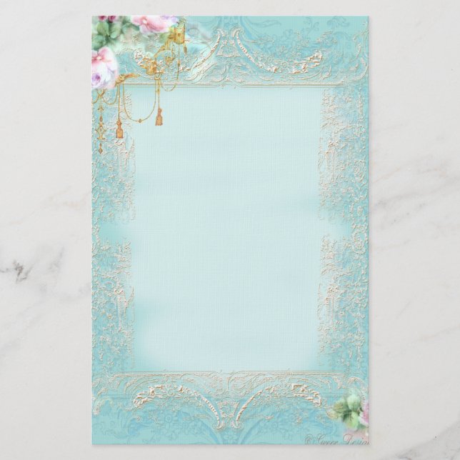 Stationär Rosa ros och Snöre (Framsida)