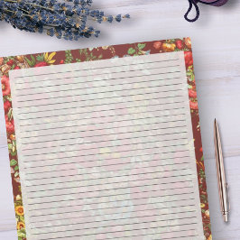 Stationär Vintage för Cranberry Blommigt Stationer Anteckningsblock