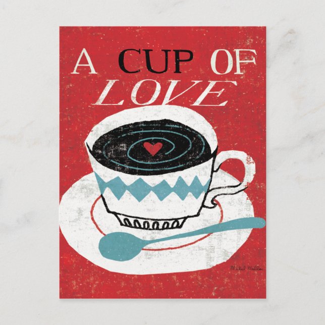 Stationär vintage - kaffe vykort (Framsida)