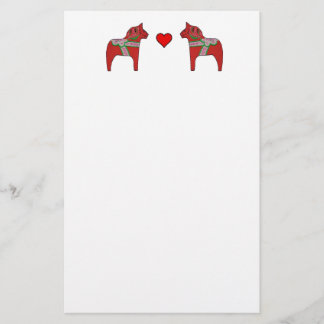 Stationära Dala hästar och hjärta Brevpapper
