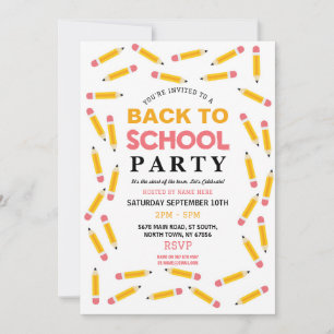 Stationära pennor i back to school Party Inbjudan